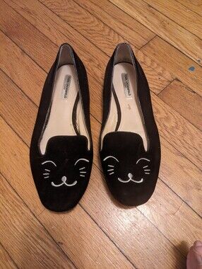 Karl Lagerfeld Black Velvet Choupette Cat Face Loafers